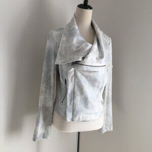 NWT LAVENDER BROWN Long Sleeve Silver Foil Zip Pockets Motocycle Jacket